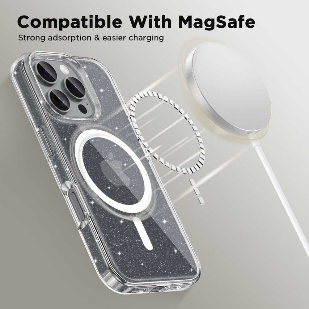 iPhone 16 Pro Tech-Protect Flexair Hybrid Skal - MagSafe-kompatibelt - Genomskinlig / Glitter