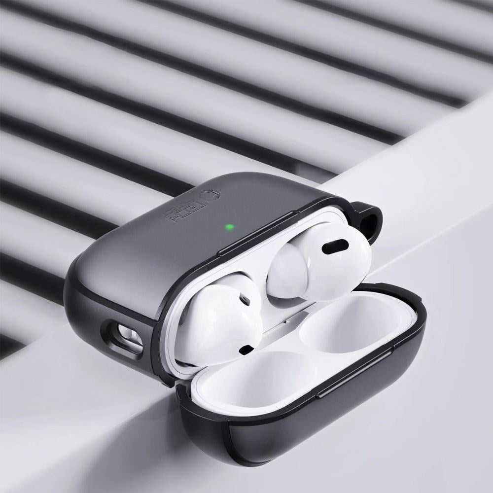 Tech-Protect MagMat Apple AirPods Pro (1. & 2. generationens) Plastfodral med Karbinhake - Matt Svart