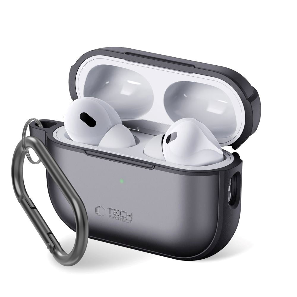 Tech-Protect MagMat Apple AirPods Pro (1. & 2. generationens) Plastfodral med Karbinhake - Matt Svart