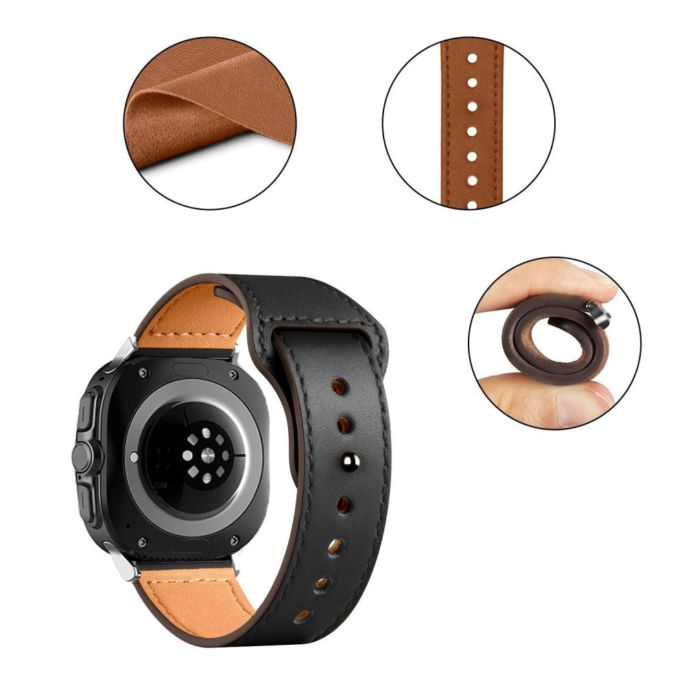 Samsung Galaxy Watch Ultra (47mm) Tech-Protect Leatherfit Äkta Läder Rem - Black