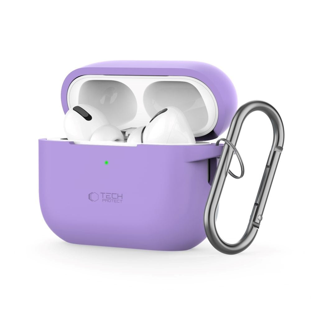 Tech-Protect Apple AirPods Pro (1. & 2. Gen) Silikon Fodral med Karbinhake - Lila