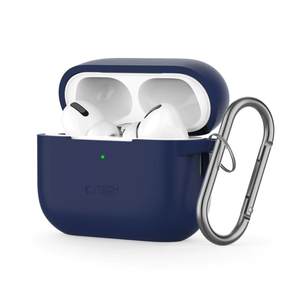 Tech-Protect Apple AirPods Pro (1. & 2. Gen) Silikon Fodral med Karbinhake - Mörkblå