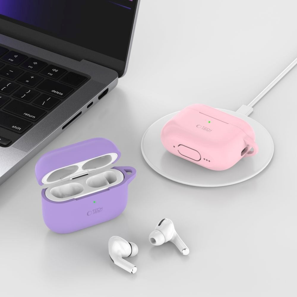 Tech-Protect Apple AirPods Pro (1. & 2. Gen) Silikon Fodral med Karbinhake - Olivgrön