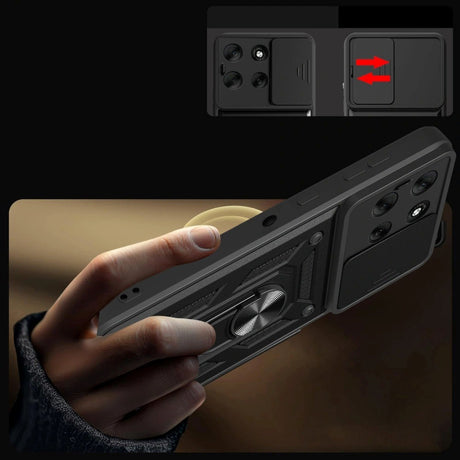 Motorola Moto G86 Tech-Protect Tåligt Skal med Magnetiskt Kickstand & Camslider - Svart