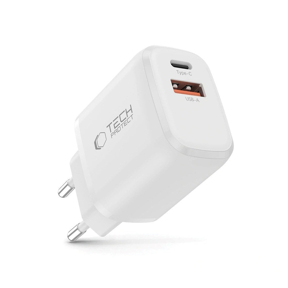 Tech-Protect NCA30 Väggladdare med 30W - 1 x USB-A & 1 x USB-C - Vit