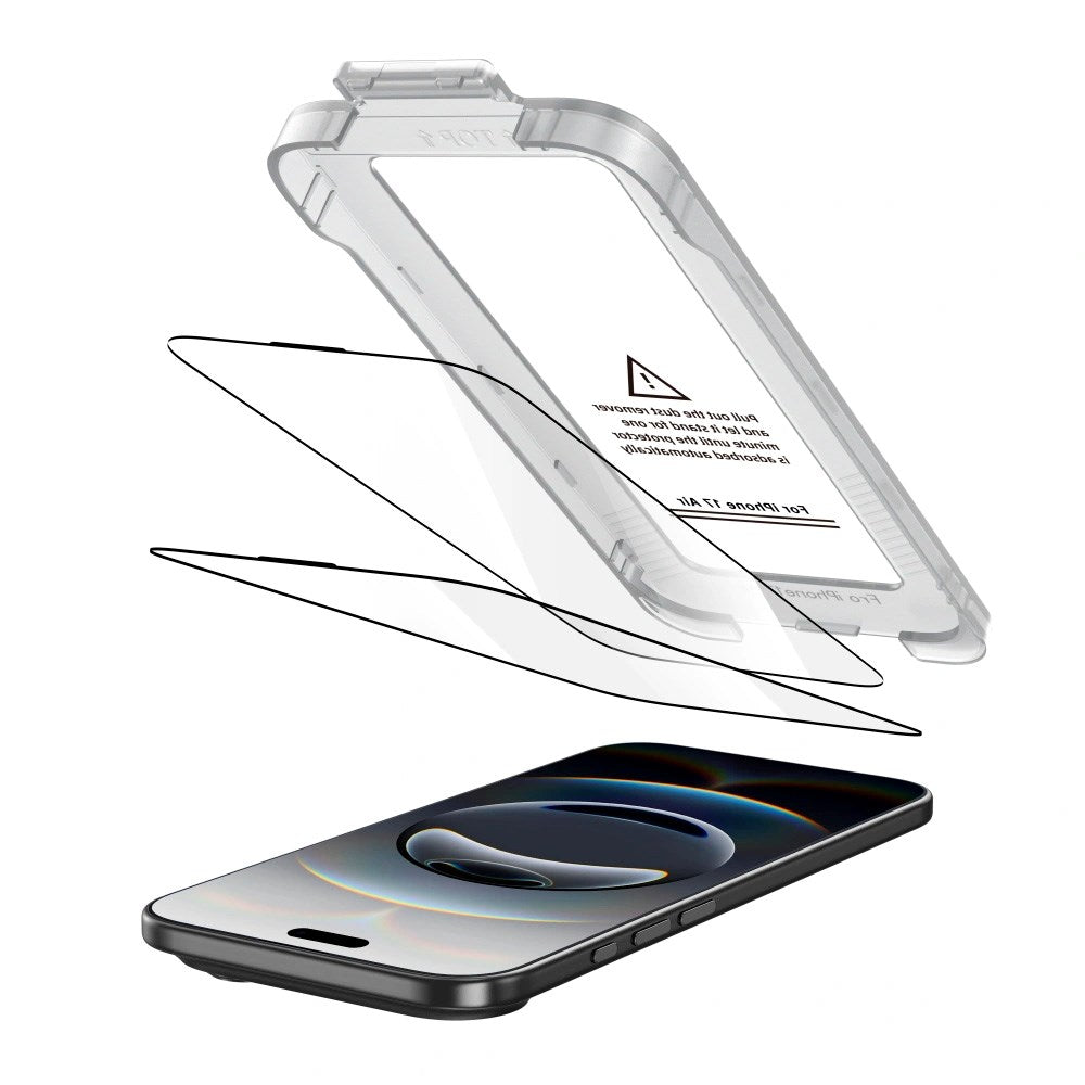 iPhone Air Tech-Protect Quick Set+ Skärmskyddsglas - 2 st - Genomskinlig / Svart Kant