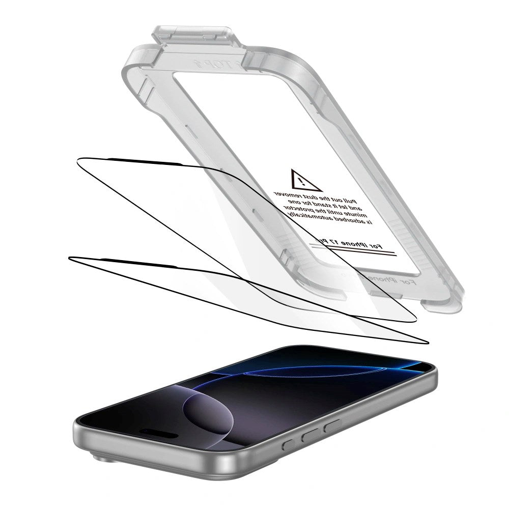 iPhone 17 Pro Tech-Protect Quick Set+ Skärmskyddsglas - 2 st - Genomskinlig / Svart Kant