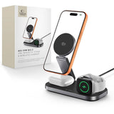 Tech-Protect A52 3-i-1 25W Trådlös Laddare till Smartphone + Smartklocka + Hörlurar - MagSafe / Qi2 Kompatibel - Mörkgrå
