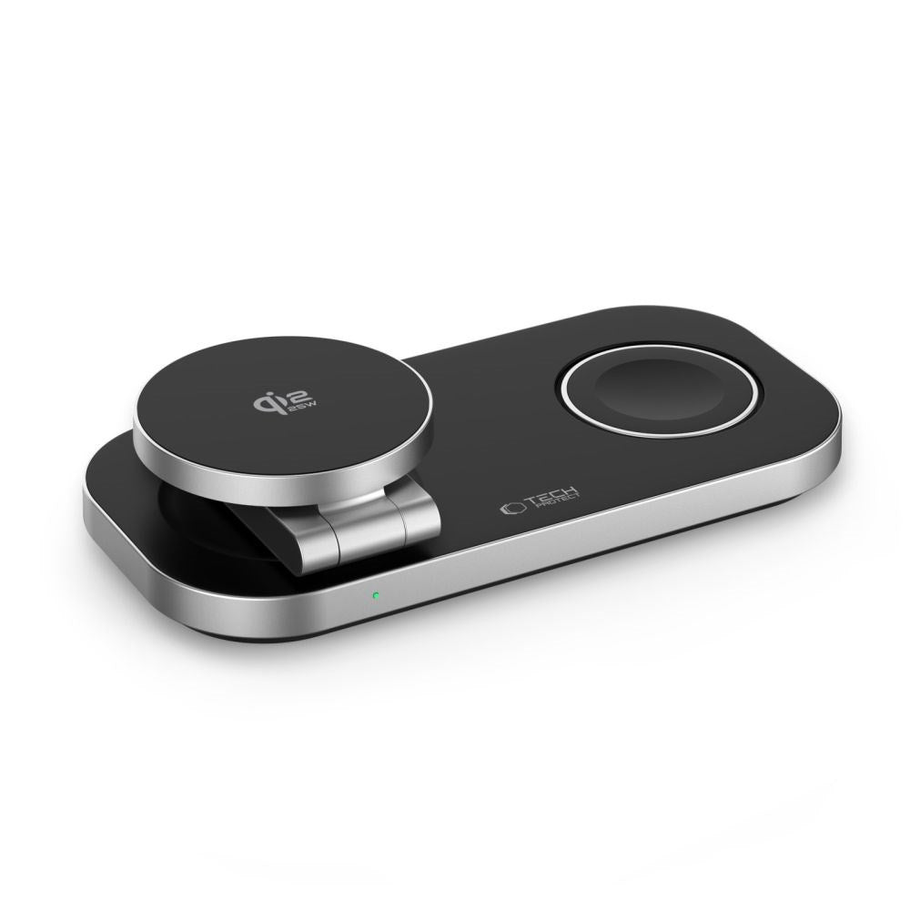 Tech-Protect A52 3-i-1 25W Trådlös Laddare till Smartphone + Smartklocka + Hörlurar - MagSafe / Qi2 Kompatibel - Mörkgrå