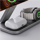 Tech-Protect A52 3-i-1 25W Trådlös Laddare till Smartphone + Smartklocka + Hörlurar - MagSafe / Qi2 Kompatibel - Mörkgrå
