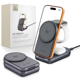 Tech-Protect A53 3-i-1 25W Trådlös Laddare: Smartphone & Smartklocka & Hörlurar - MagSafe / Qi2 Kompatibel - Mörkgrå