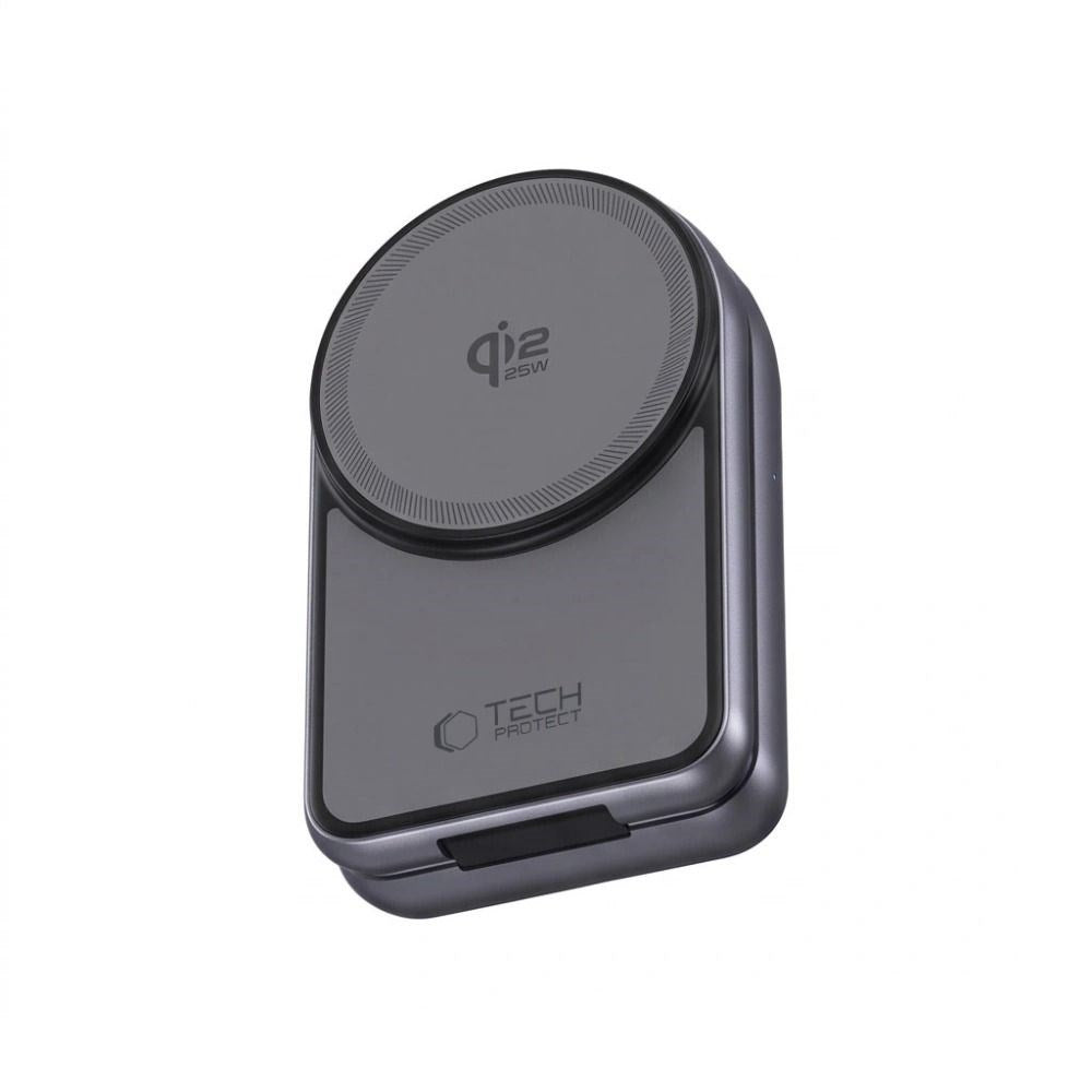 Tech-Protect A53 3-i-1 25W Trådlös Laddare: Smartphone & Smartklocka & Hörlurar - MagSafe / Qi2 Kompatibel - Mörkgrå