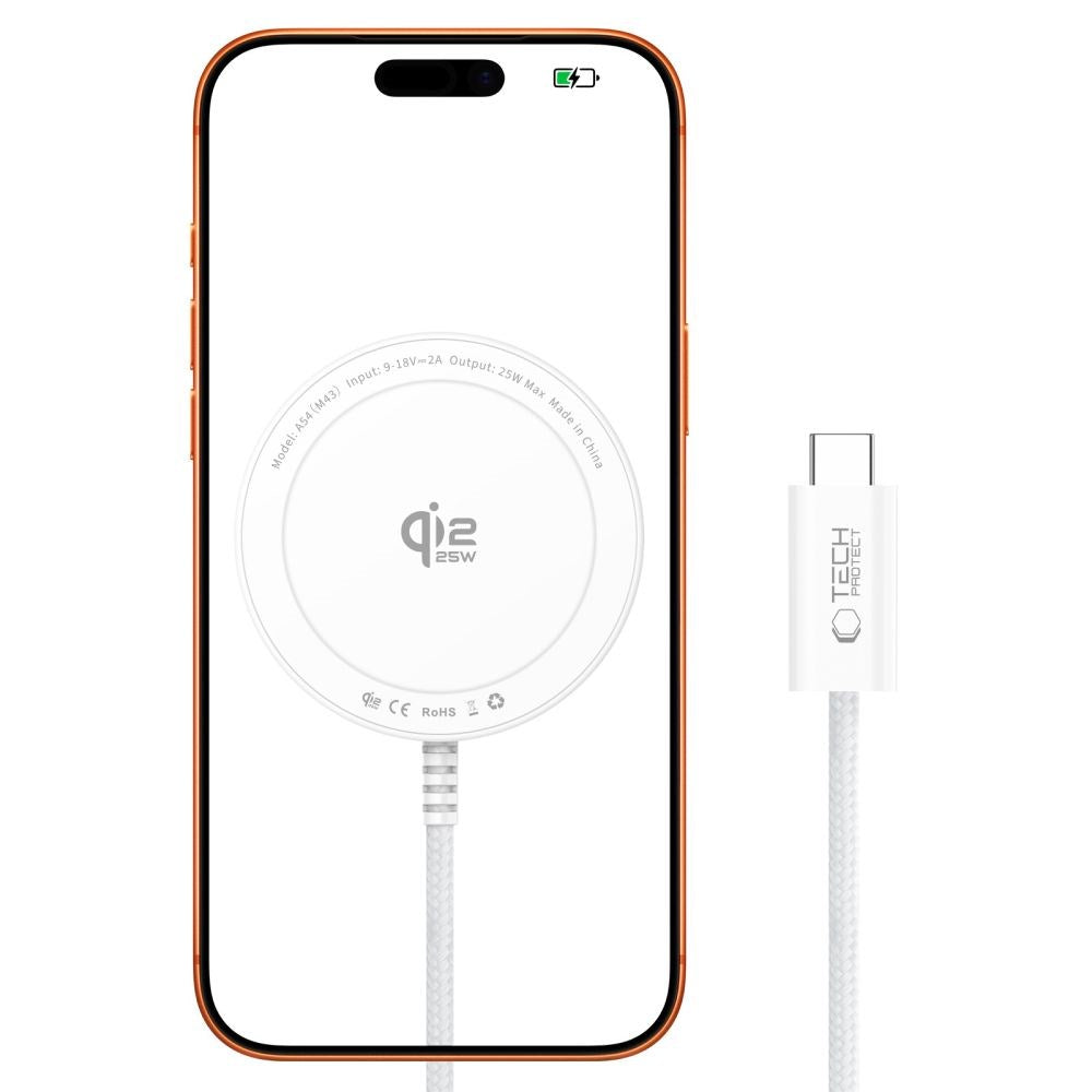 Trådlös MagSafe Laddare Tech-Protect A54 25 W - Vit