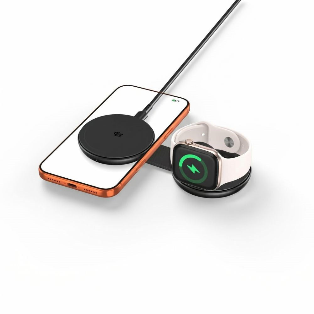 Trådlös 2-i-1 MagSafe Laddare Tech-Protect A55 25 W - Svart