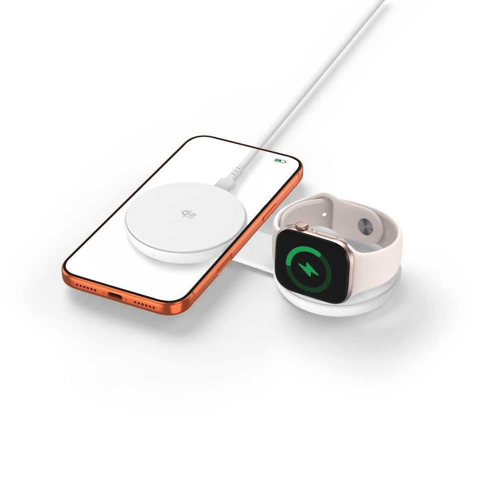 Trådlös 2-i-1 MagSafe Laddare Tech-Protect A55 25 W - Vit