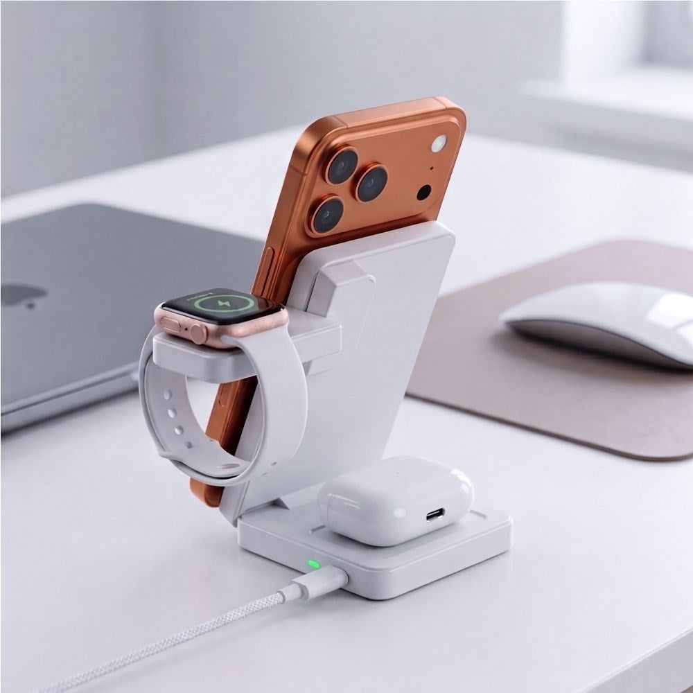 Trådlös 3-i-1 MagSafe Laddare Tech-Protect A56 25 W - Vit