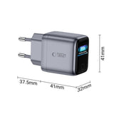 Väggladdare 45 W med USB-C Tech-Protect PowerVision NC45W-GaN - Grå