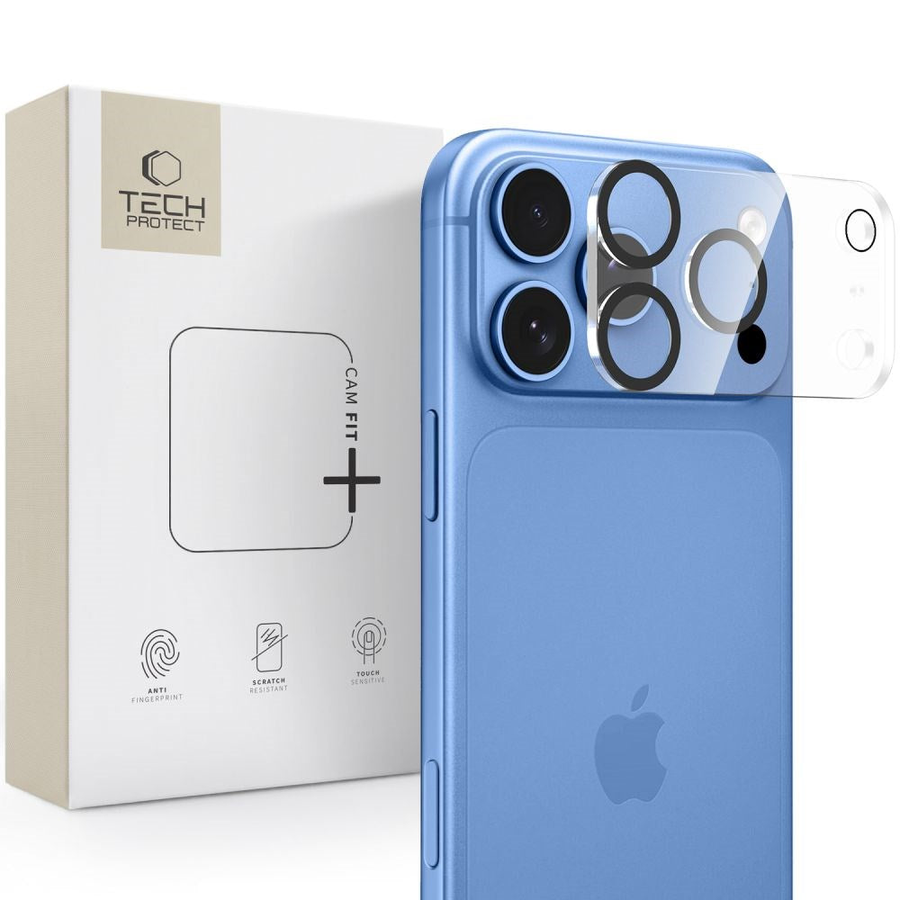 iPhone 18 Pro Tech-Protect Cam Fit+ Kameralinsskyddsglas - Genomskinlig / Svart