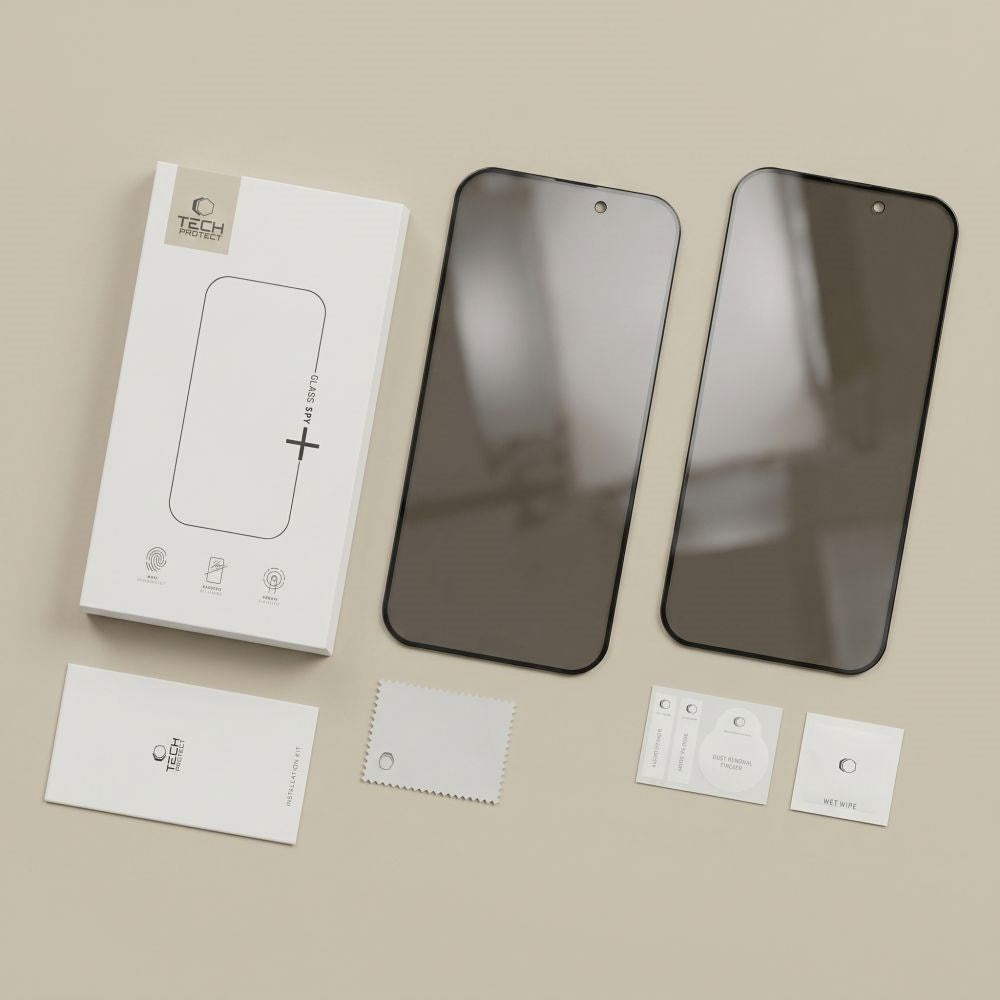 iPhone 18 Pro Tech-Protect Härdat Skärmskyddsglas - Privacy Funktion - 2 St. - Genomskinlig