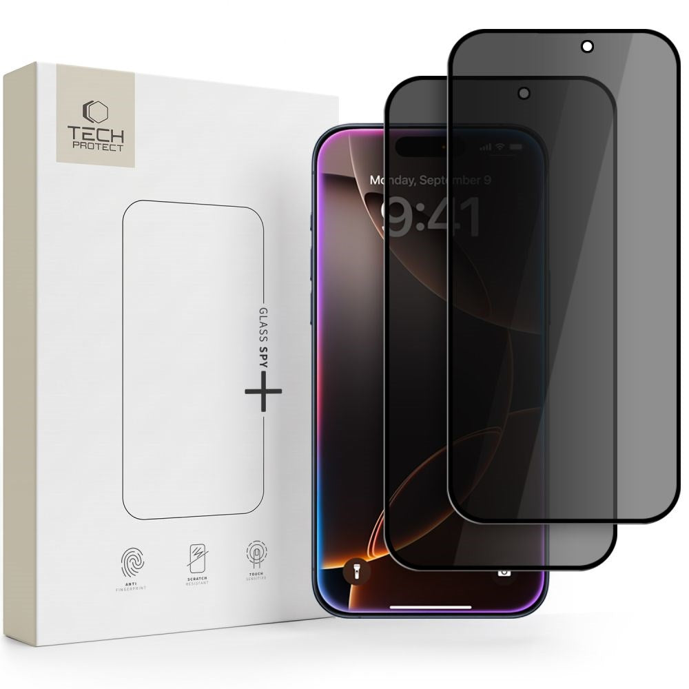 iPhone 18 Pro Max Tech-Protect Härdat Skärmskyddsglas - Privacy Funktion - 2 St. - Genomskinlig