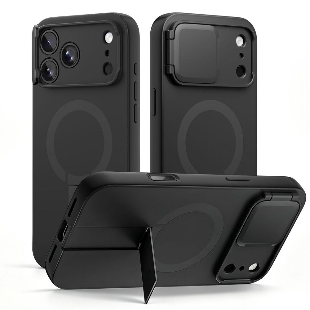 iPhone 18 Pro Max / 17 Pro Max Tech-Protect Kevlar Aura Skal m. Kickstand och Cam Slider - MagSafe Kompatibel - Svart