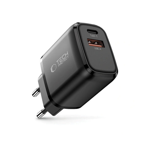 Tech-Protect NCA20 Väggladdare med 20W - 1 x USB-A & 1 x USB-C - Svart