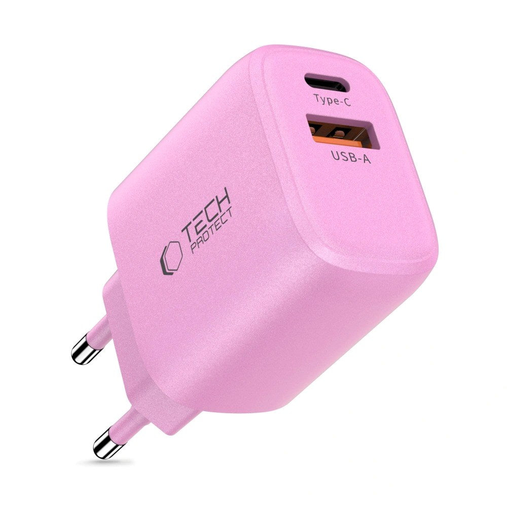Tech-Protect NCA20 Väggladdare med 20W - 1 x USB-A & 1 x USB-C - Rosa