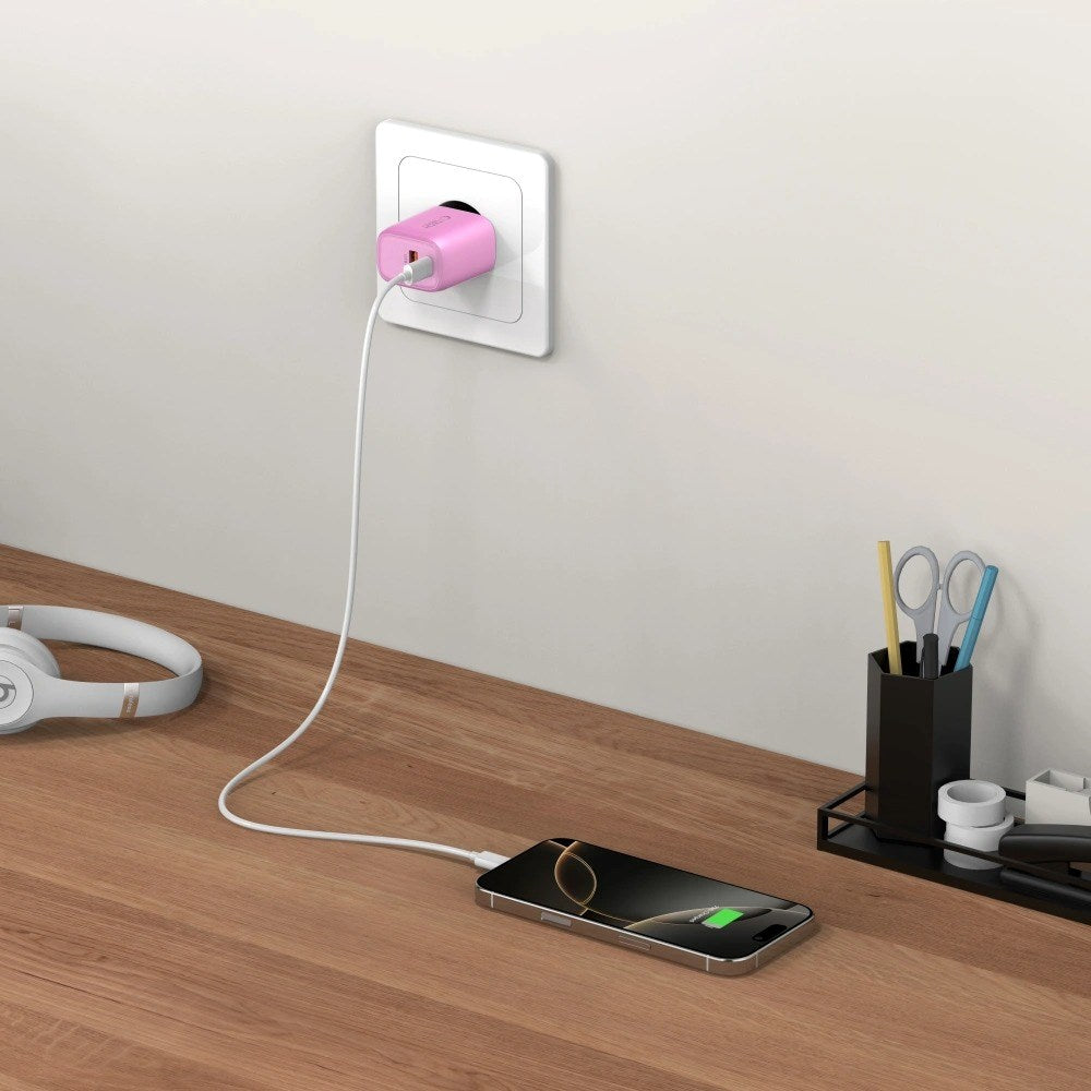 Tech-Protect NCA20 Väggladdare med 20W - 1 x USB-A & 1 x USB-C - Rosa