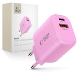 Tech-Protect NCA20 Väggladdare med 20W - 1 x USB-A & 1 x USB-C - Rosa