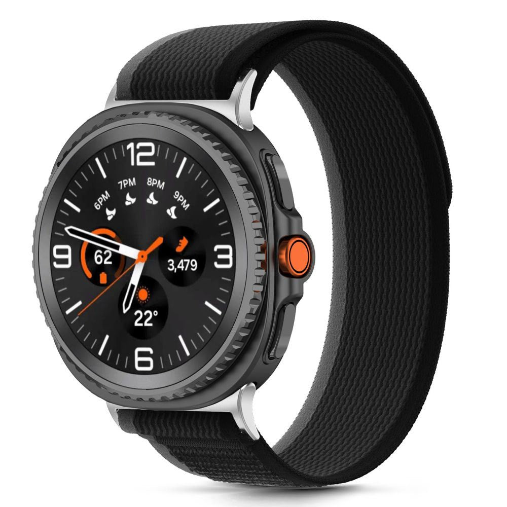 Samsung Galaxy Watch 8 / 9 / Classic (40 / 44 / 46mm) Tech-Protect Nylon Stripe Klockarmband - Svart / Orange