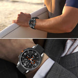 Samsung Galaxy Watch 8 / 9 / Classic (40 / 44 / 46mm) Tech-Protect Nylon Stripe Klockarmband - Svart / Orange