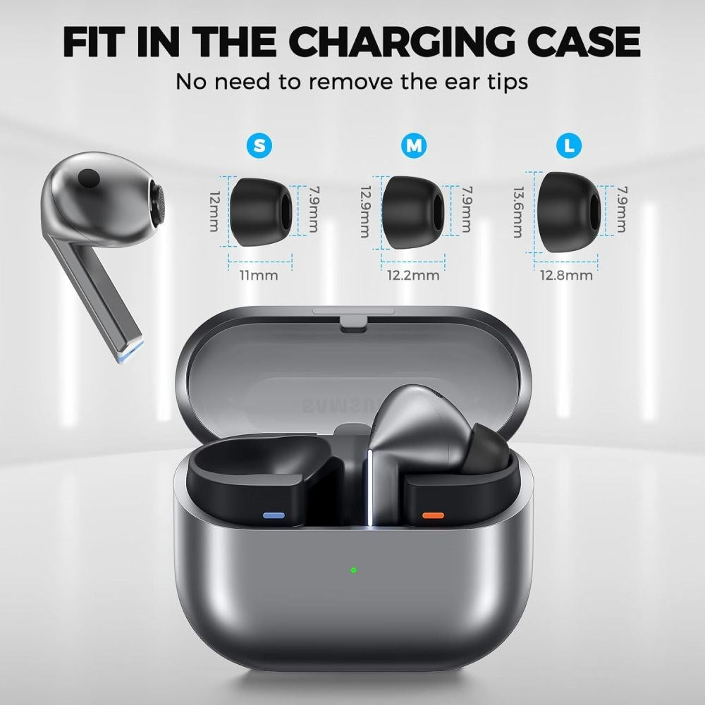 Samsung Galaxy Buds4 Pro / 3 Pro Tech-Protect Set med Öronkuddar - S / M / L - Svart