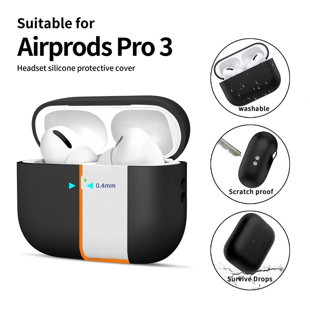 Apple AirPods Pro (3. Gen) Tech-Protect Silikonskydd med Rem - Svart