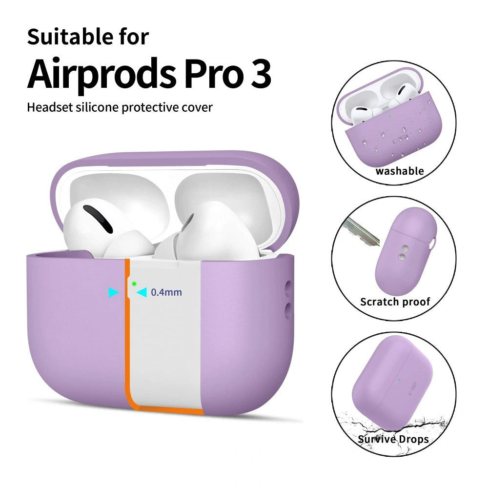 Apple AirPods Pro (3. Gen) Tech-Protect Silikonskydd med Rem - Lila