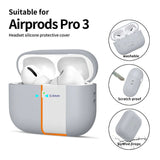 Apple AirPods Pro (3. Gen) Tech-Protect Silikonskydd med Rem - Grå