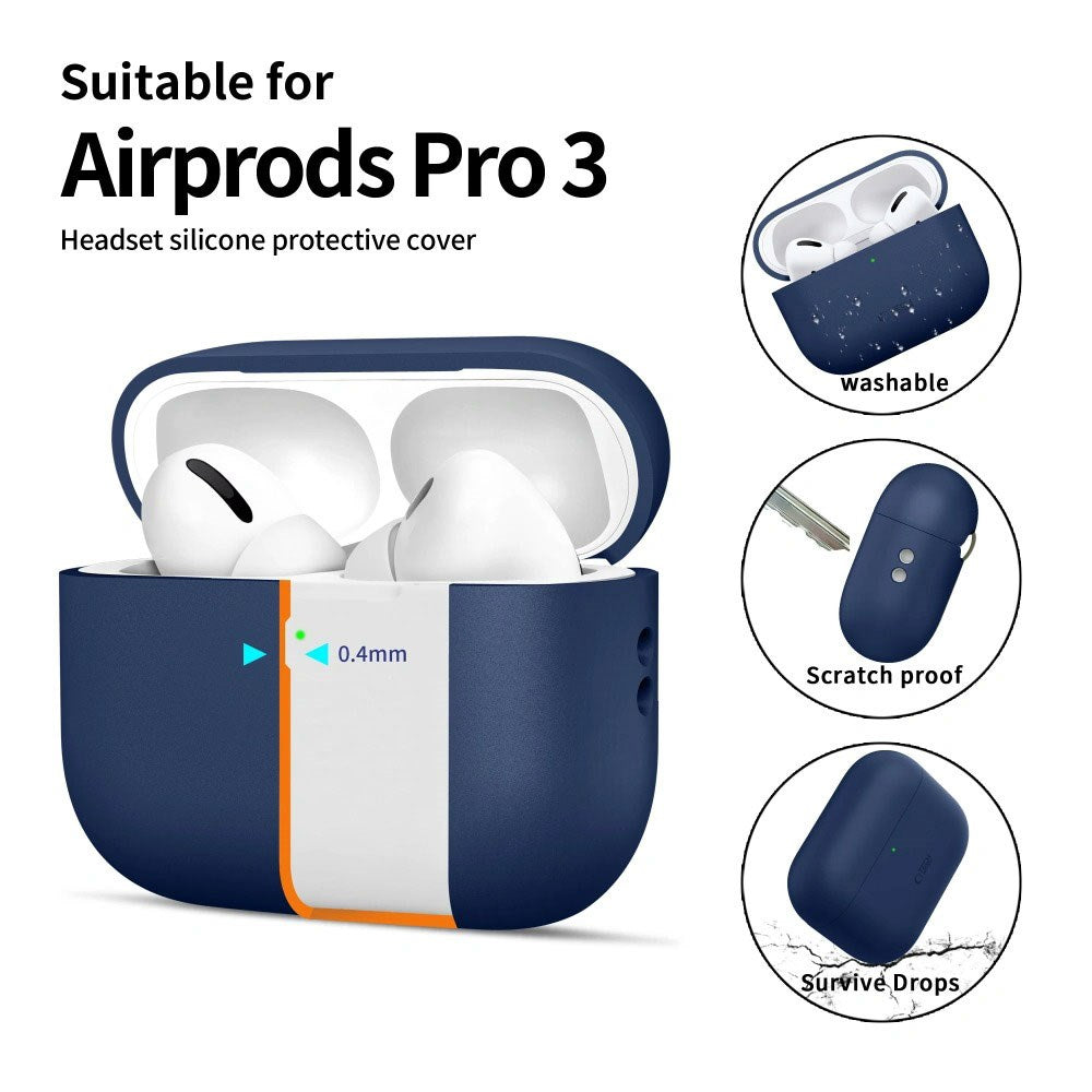 Apple AirPods Pro (3. Gen) Tech-Protect Silikonskydd med Rem - Mörkblå
