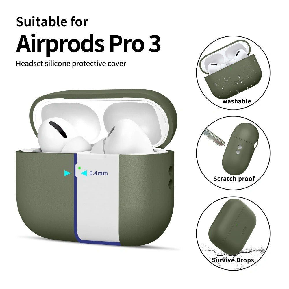 Apple AirPods Pro (3. Gen) Tech-Protect Silikonskydd med Rem - Olivgrön