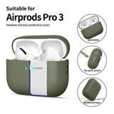 Apple AirPods Pro (3. Gen) Tech-Protect Silikonskydd med Rem - Olivgrön