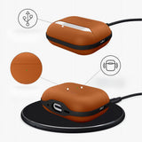 Apple AirPods Pro (3. gen.) Tech-Protect NaturalFit Konstläder Skal m. Rem - Brun