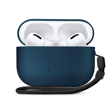 Apple AirPods Pro (3. gen.) Tech-Protect NaturalFit Konstläder Skal m. Rem - Blå