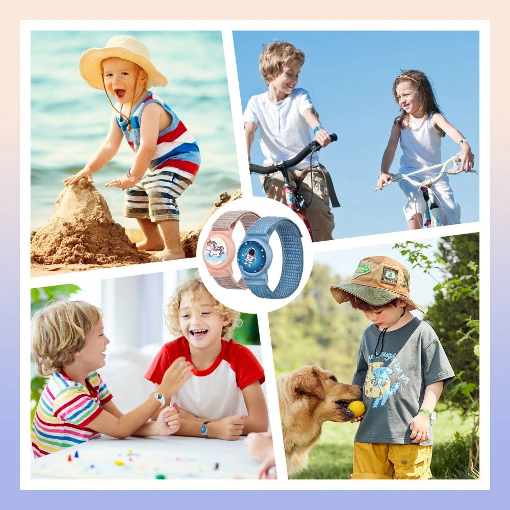 Tech-Protect Nylon - Apple Airtag Strap för Barn - Blå / Astronaut