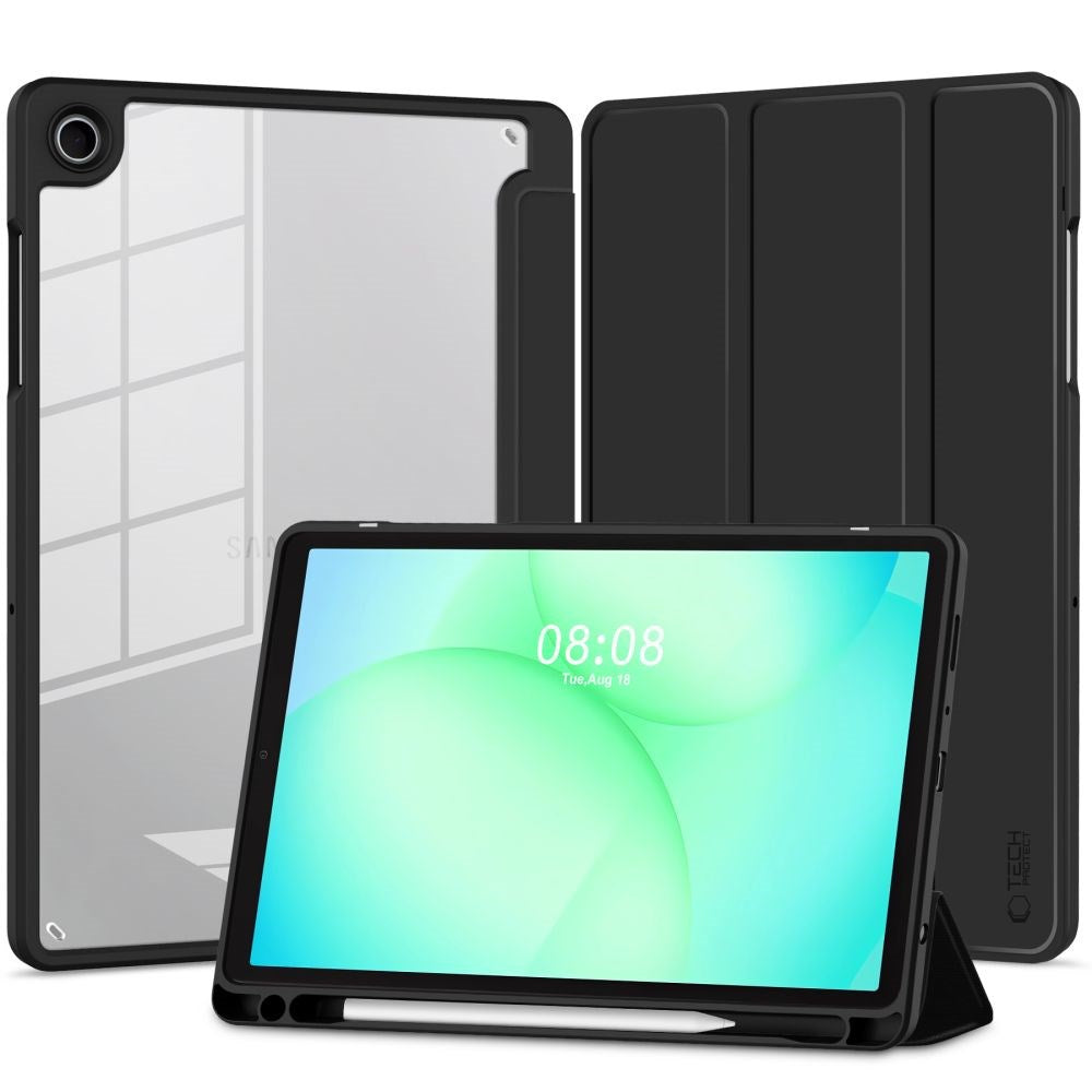 Samsung Galaxy Tab A11 / A9 Tech-Protect SC Pen Hybrid Fodral m. Stylus Hållare- Svart / Genomskinlig