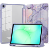 Samsung Galaxy Tab A11+ (Plus) / A9+ (Plus) Tech-Protect SC Pen Hybrid Fodral m. Stylus Hållare- Lila Marble / Genomskinlig