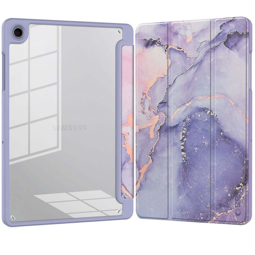 Samsung Galaxy Tab A11+ (Plus) / A9+ (Plus) Tech-Protect SC Pen Hybrid Fodral m. Stylus Hållare- Lila Marble / Genomskinlig