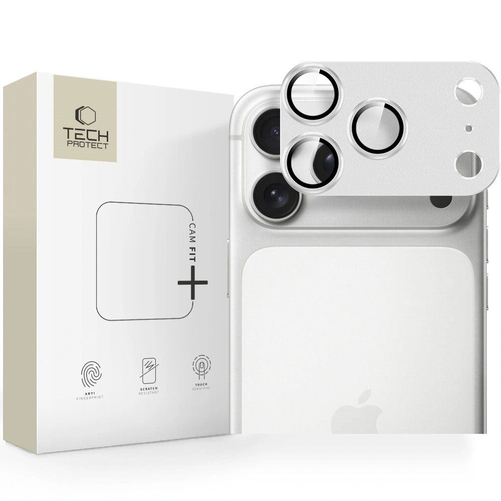 iPhone 17 Pro Max Tech-Protect Cam Fit+ Kameralinsskyddsglas - Silver