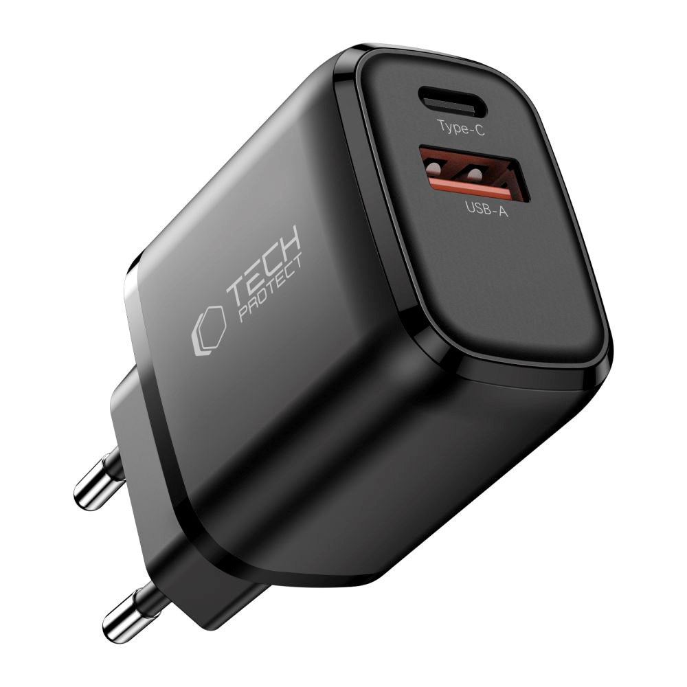Tech-Protect 45W Väggladdare m. 1 x USB-C & 1 x USB-A - Svart