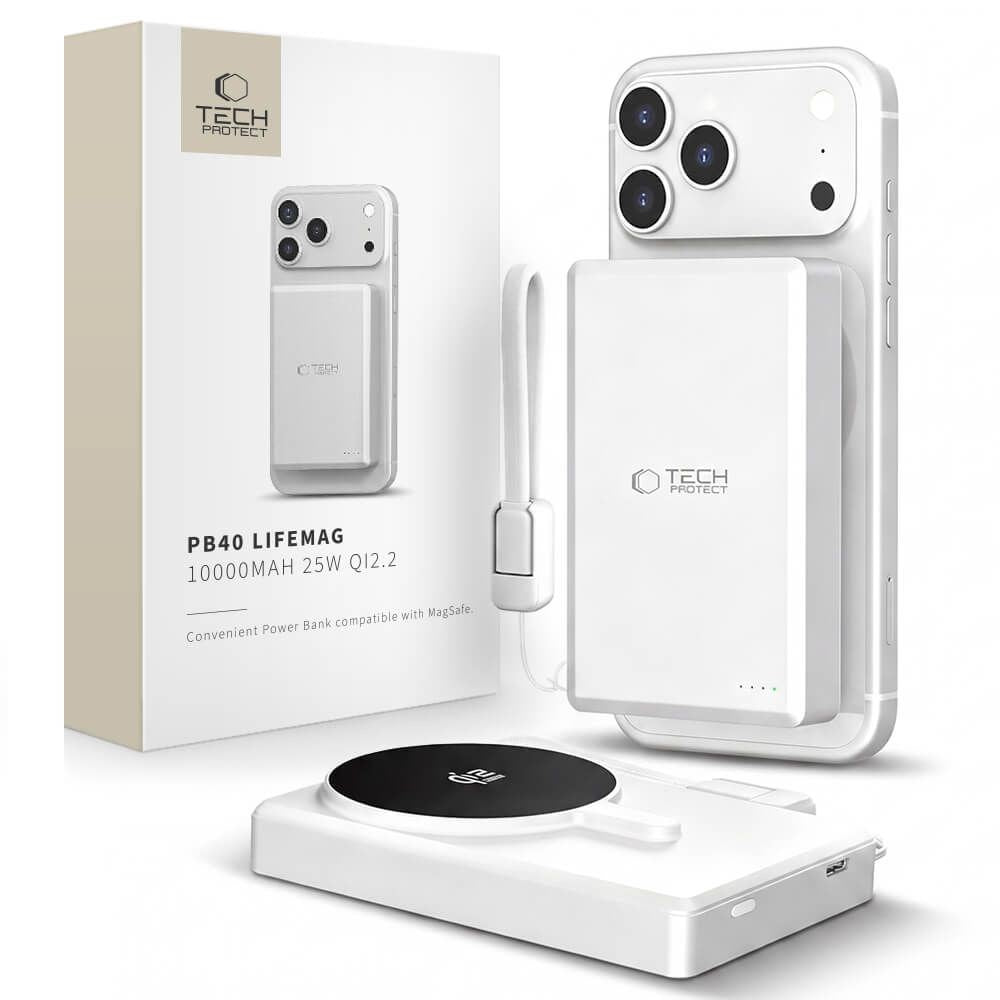 Tech-Protect PB40 LifeMag 25W PowerBank 10.000mAh - MagSafe / Qi2 Kompatibel - Vit