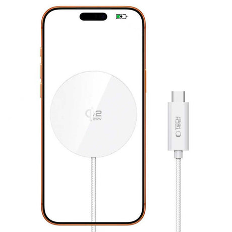 Tech-Protect 25W Qi2 Magnetisk Trådlös Laddare - MagSafe Kompatibel - Vit