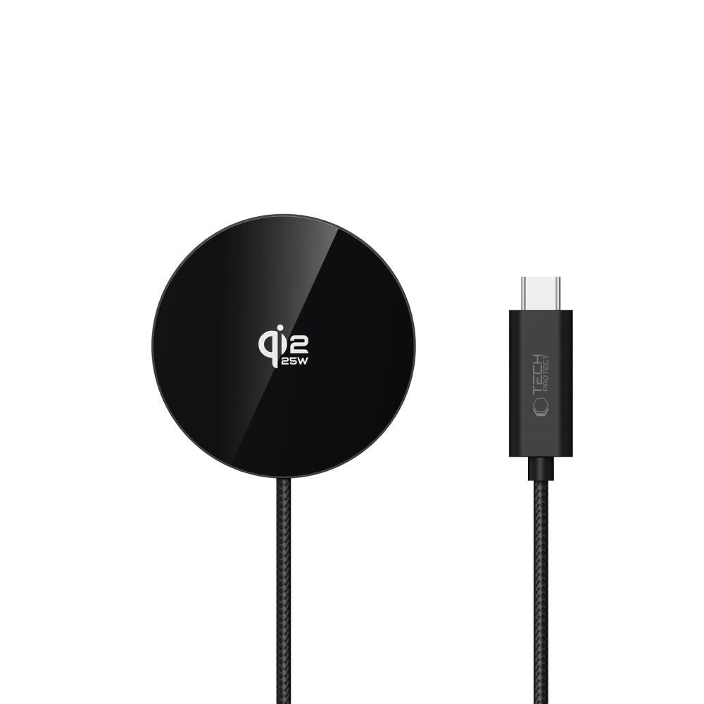 Tech-Protect 25W Qi2 Magnetisk Trådlös Laddare - MagSafe Kompatibel - Svart