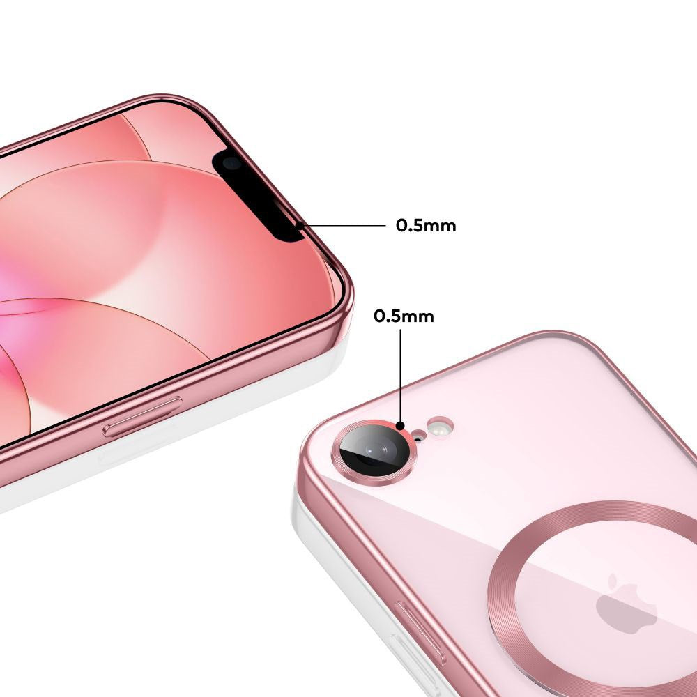 iPhone 17e / 16e Tech-Protect MagFlex Skal - MagSafe Kompatibel - Genomskinlig / Rose Gold
